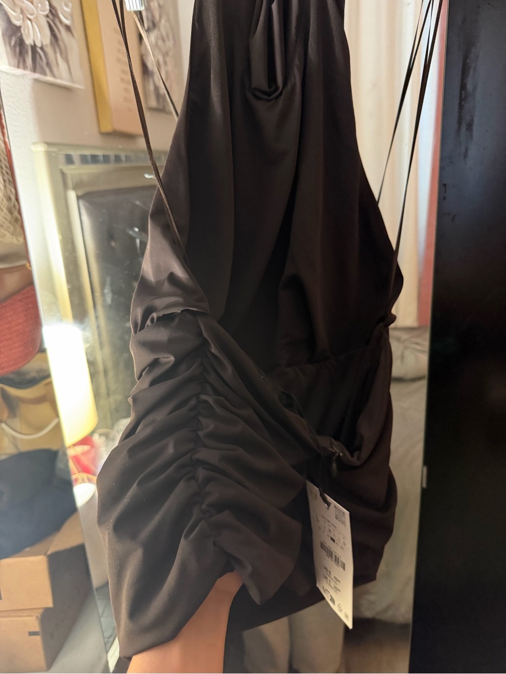 Zara Brown Draped Halter Top - Picture 5 of 9
